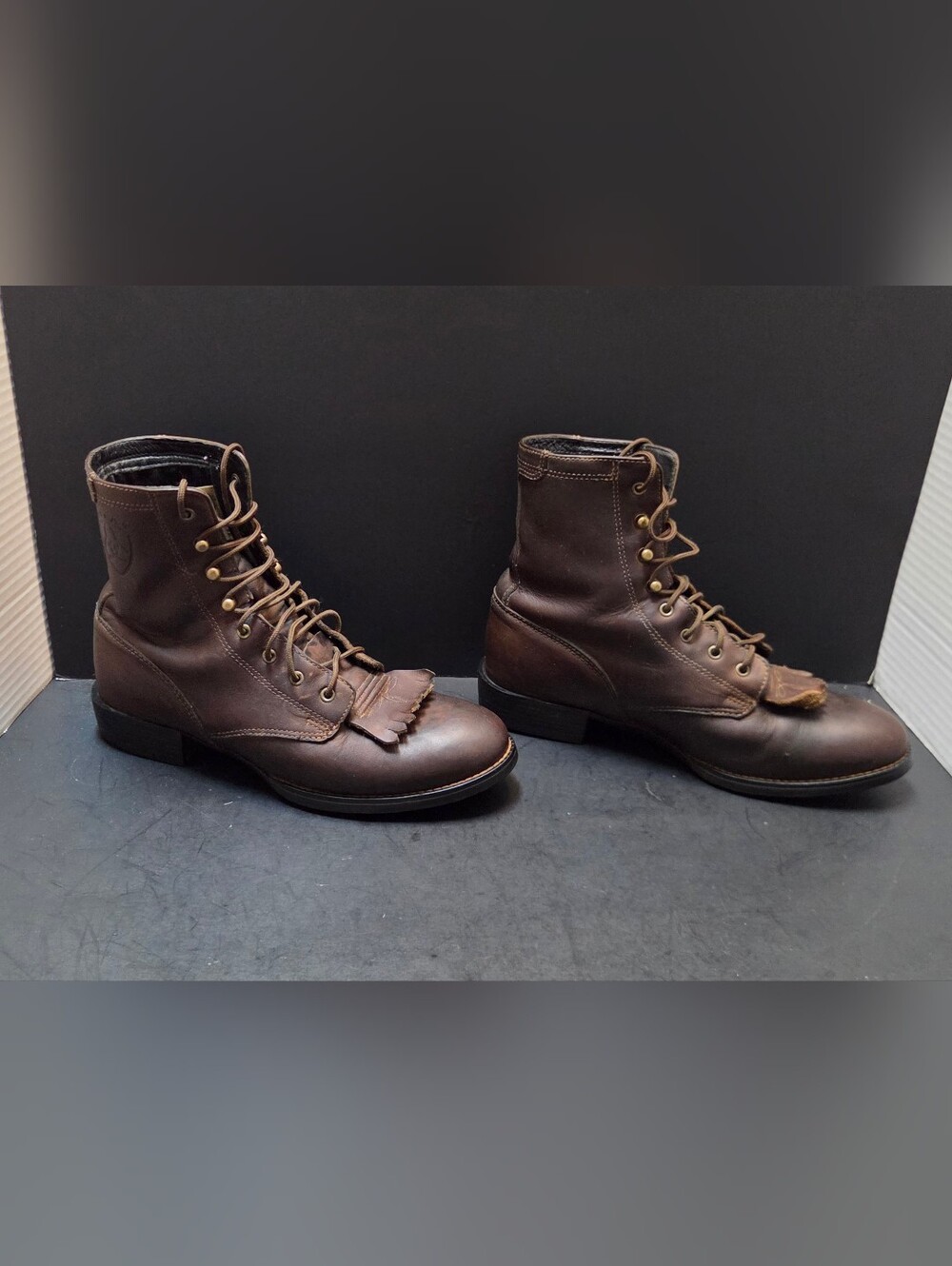Ariat Women’s Heritage Lacer Boots Brown Leather Size 6B Wingtip Western. 0236 - Picture 3 of 9